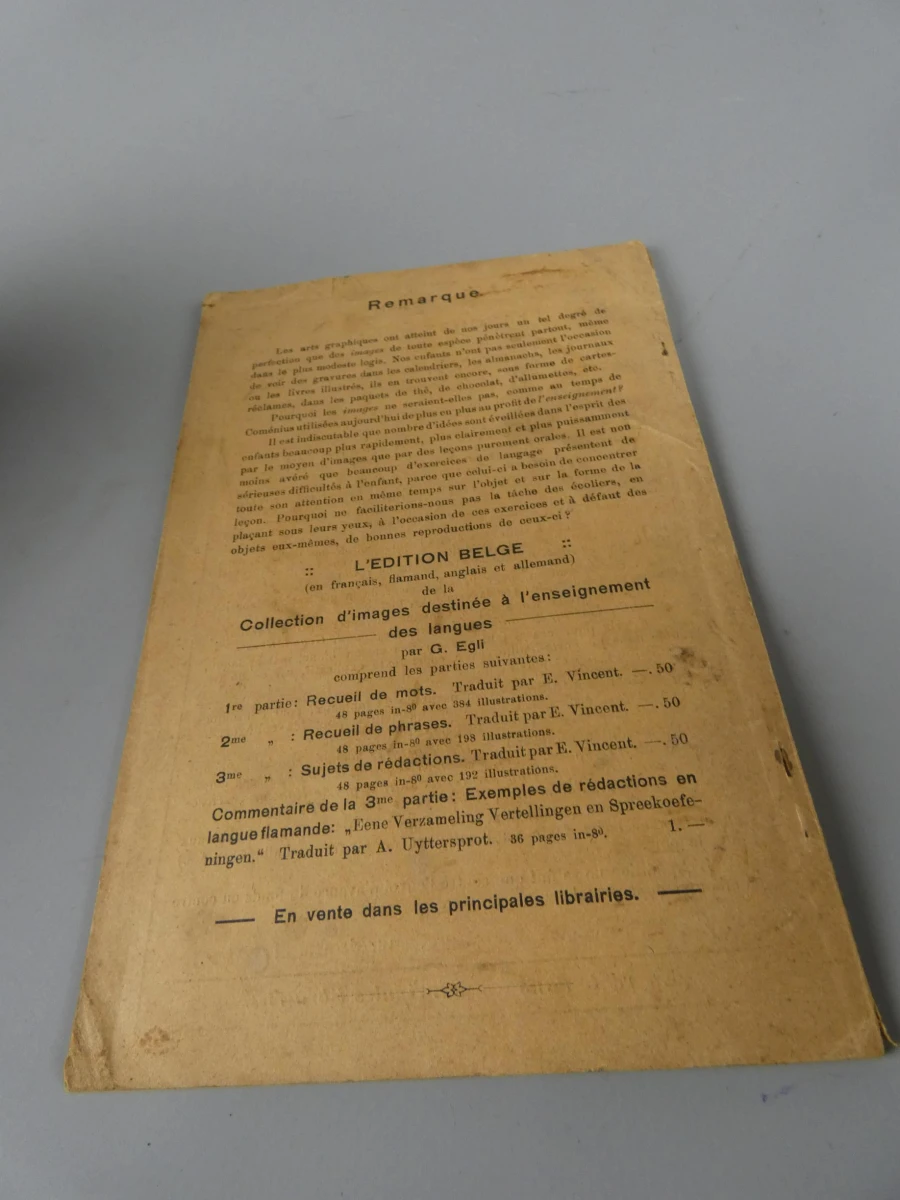 Antiek Belgisch schoolboek BILDERSAAL FÜR DEN SPRACHENUNTERRICHT" 1911