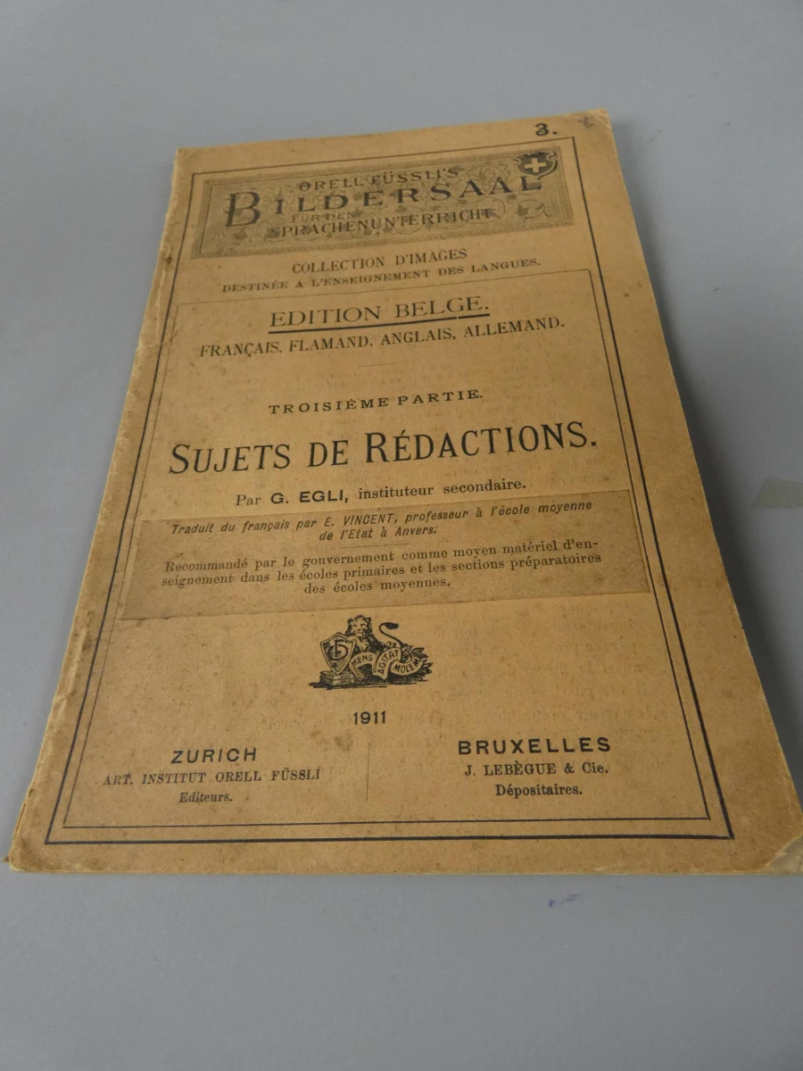 Antiek Belgisch schoolboek BILDERSAAL FÜR DEN SPRACHENUNTERRICHT" 1911