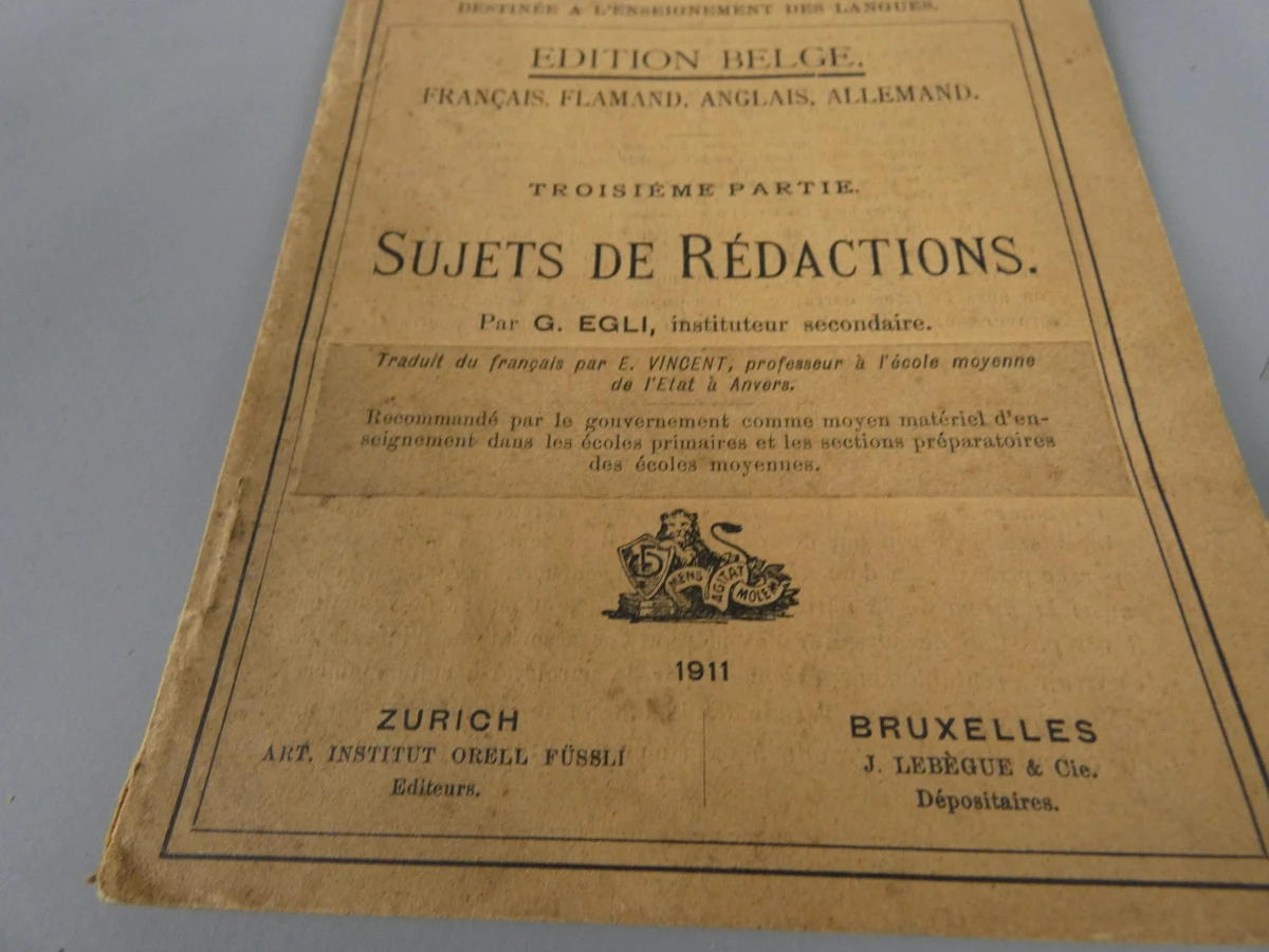 Antiek Belgisch schoolboek BILDERSAAL FÜR DEN SPRACHENUNTERRICHT" 1911
