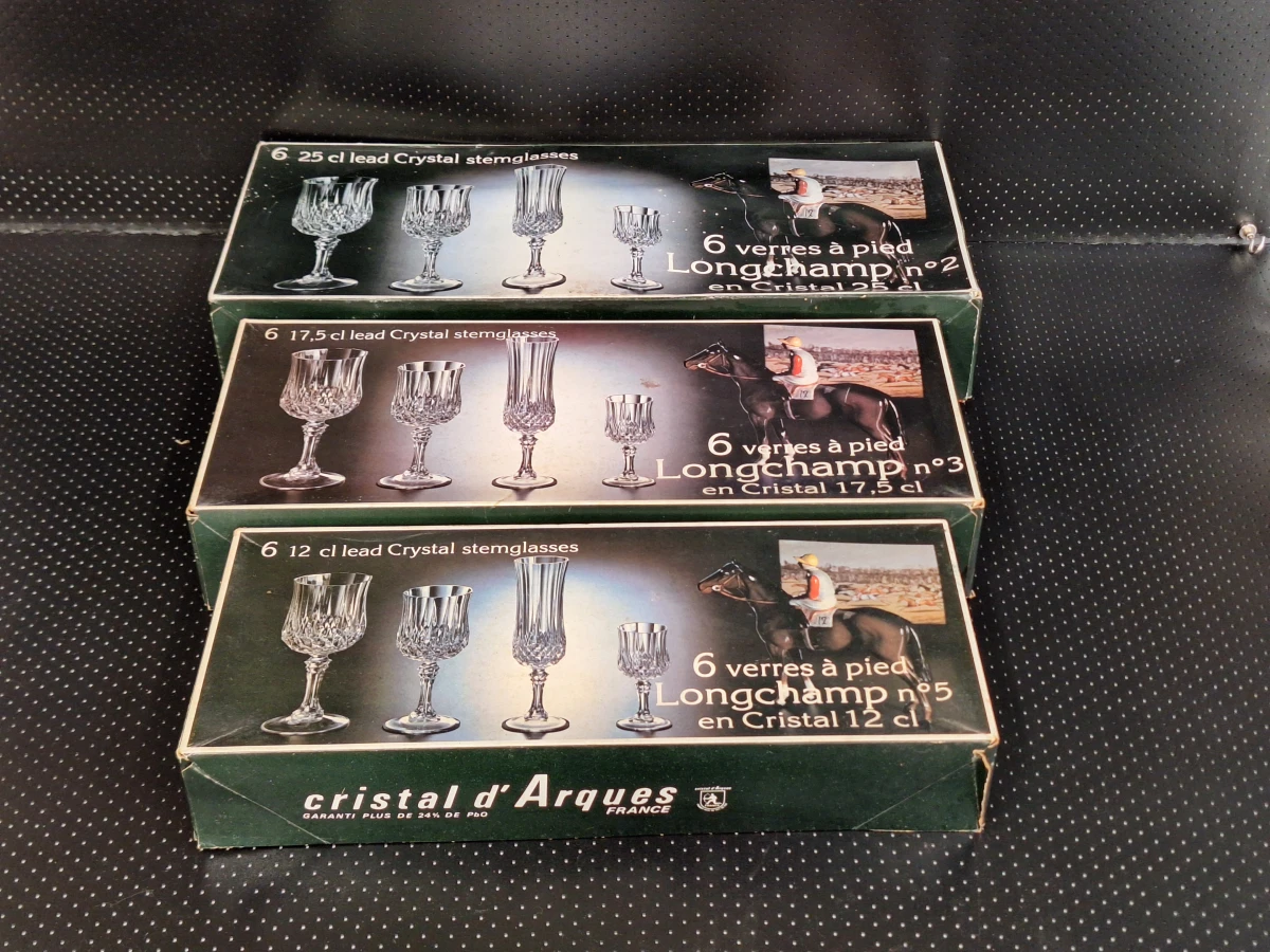 Set Cristal d’Arques Longchamp kristallen glazen - 18 stuks in 3 formaten (12 / 17,5 / 25 cl)