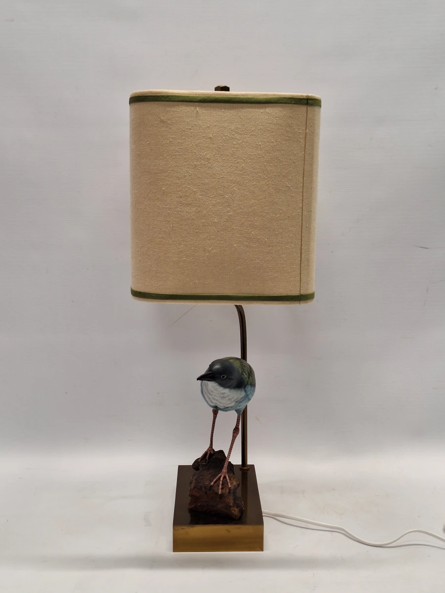 Exotische Vintage Hollywood Regency Tafellamp met Pitta-Vogel