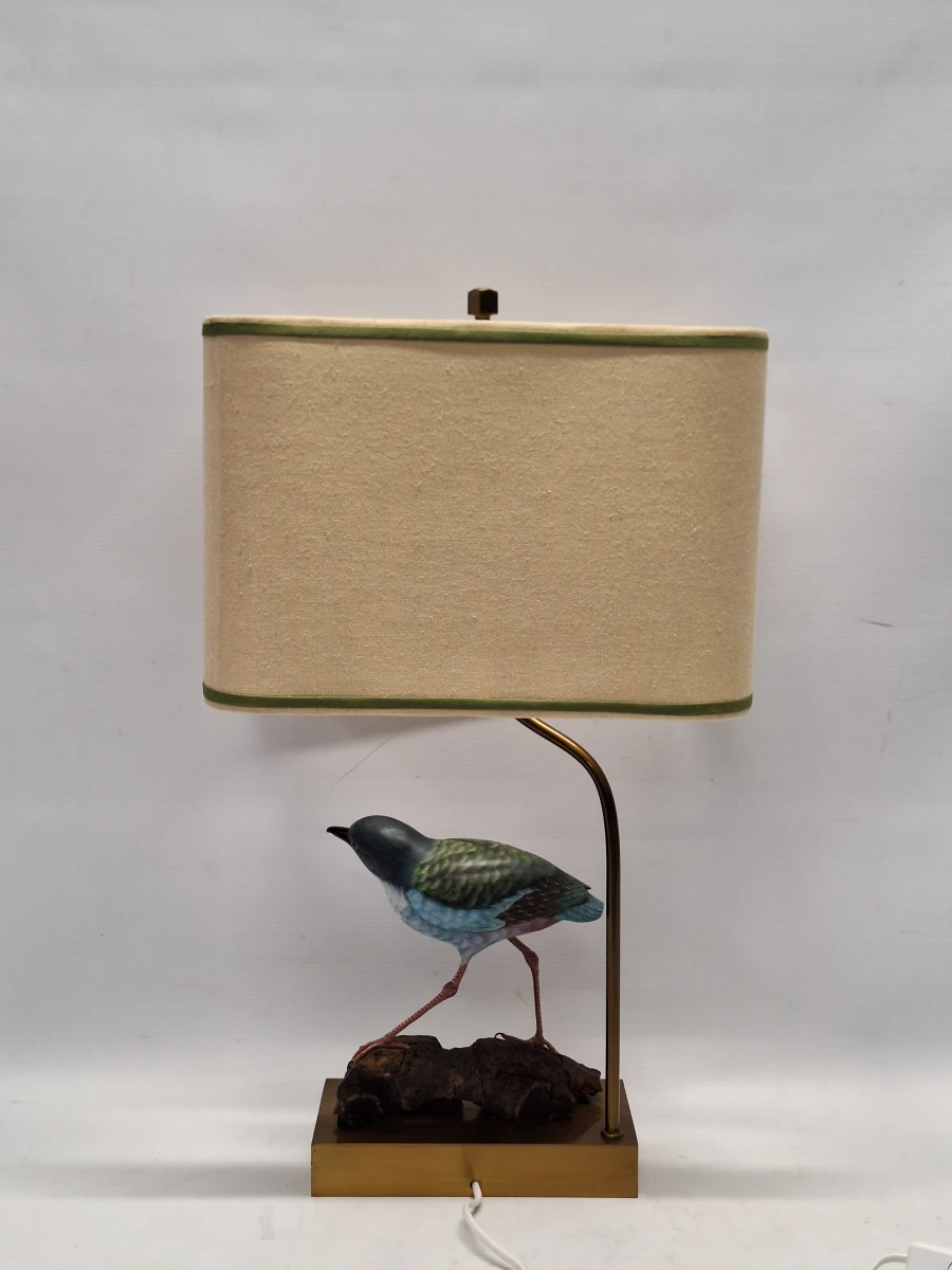 Exotische Vintage Hollywood Regency Tafellamp met Pitta-Vogel