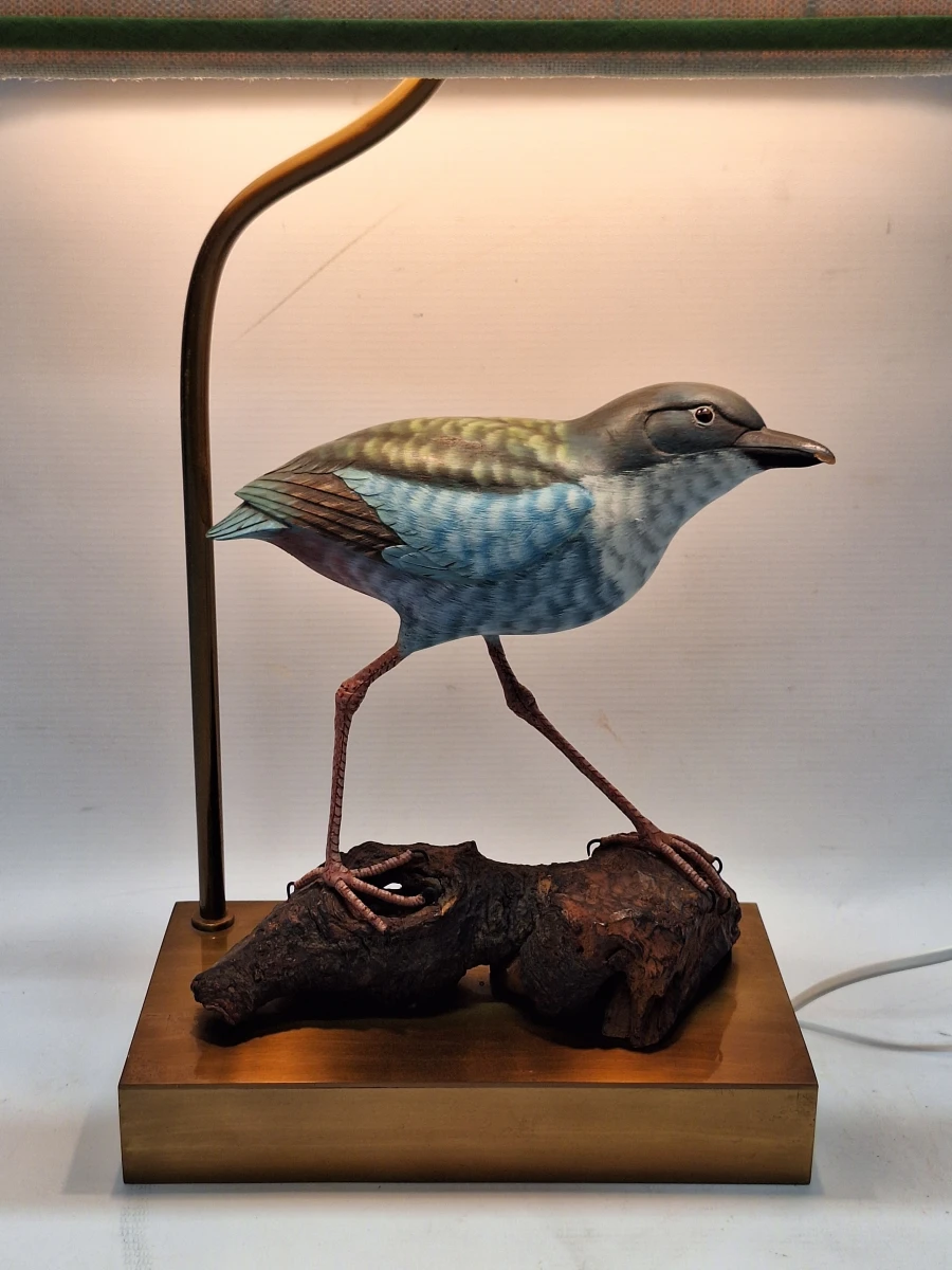 Exotische Vintage Hollywood Regency Tafellamp met Pitta-Vogel