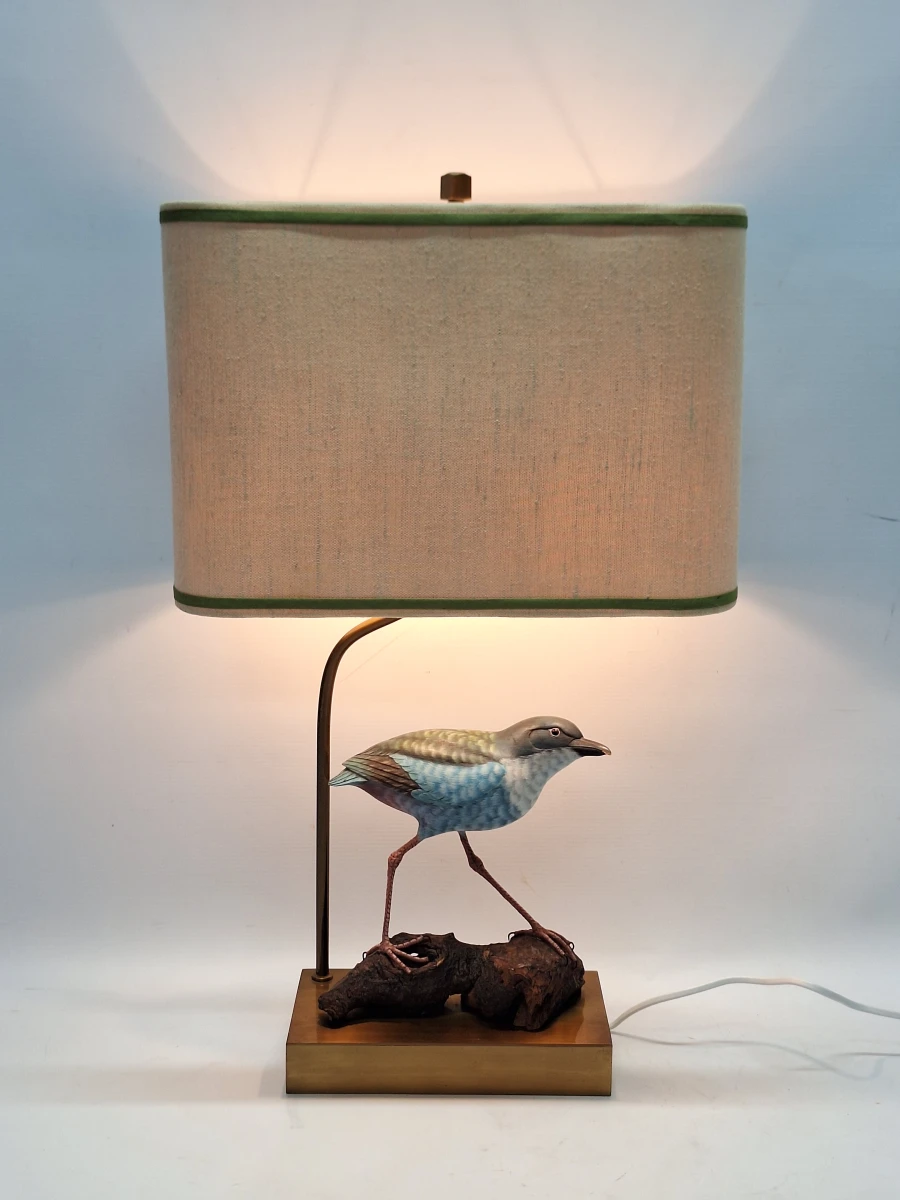 Exotische Vintage Hollywood Regency Tafellamp met Pitta-Vogel