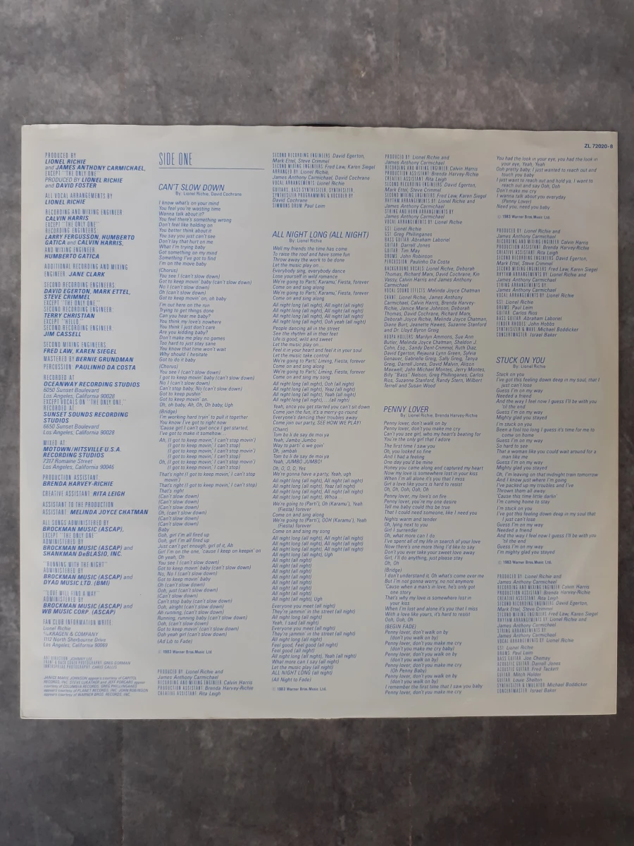 Vinyl: Lionel Richie - Can't slow down