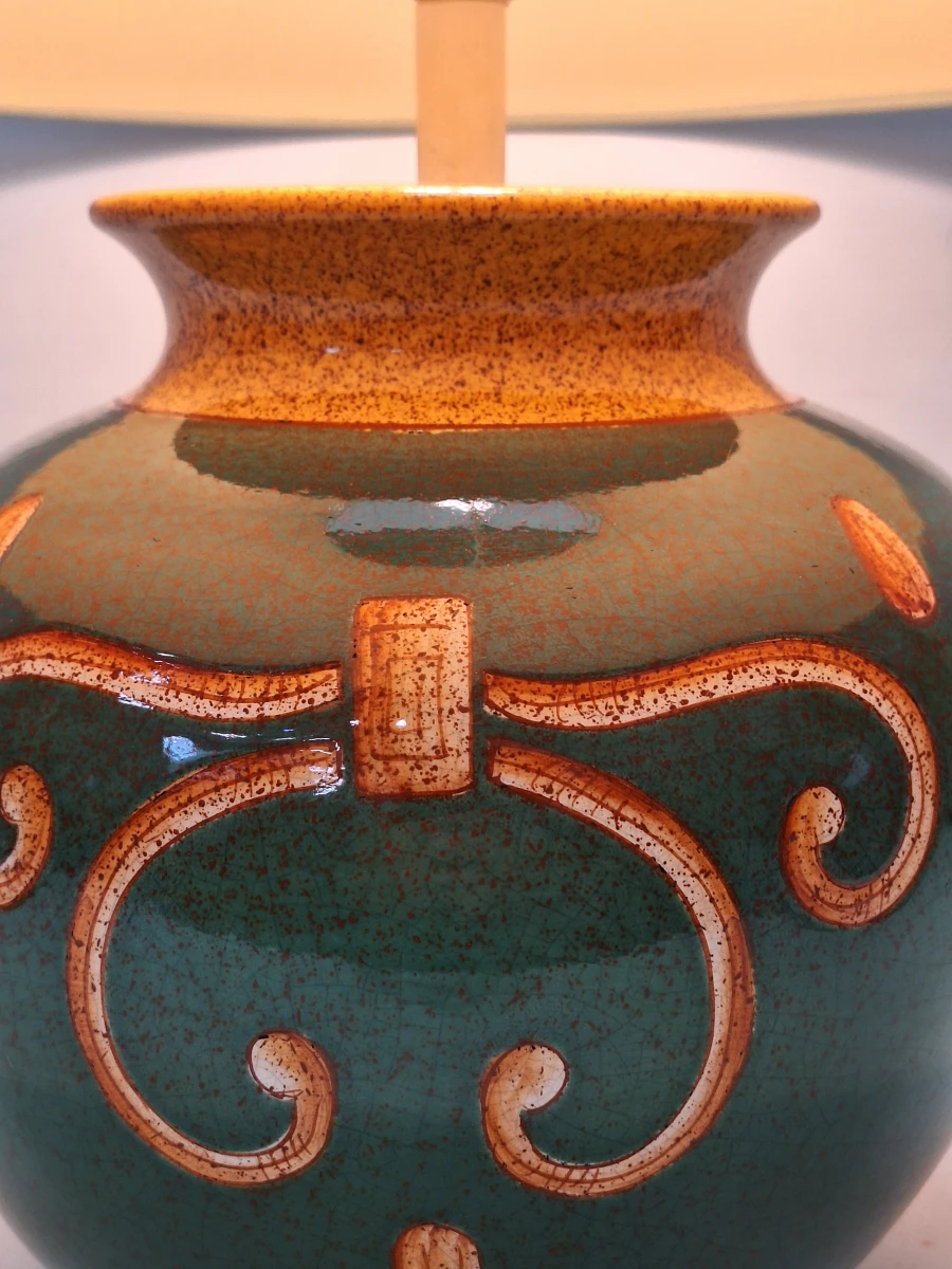 Vintage Louis Drimmer tafellamp – Franse keramiek met originele Drimmer kap