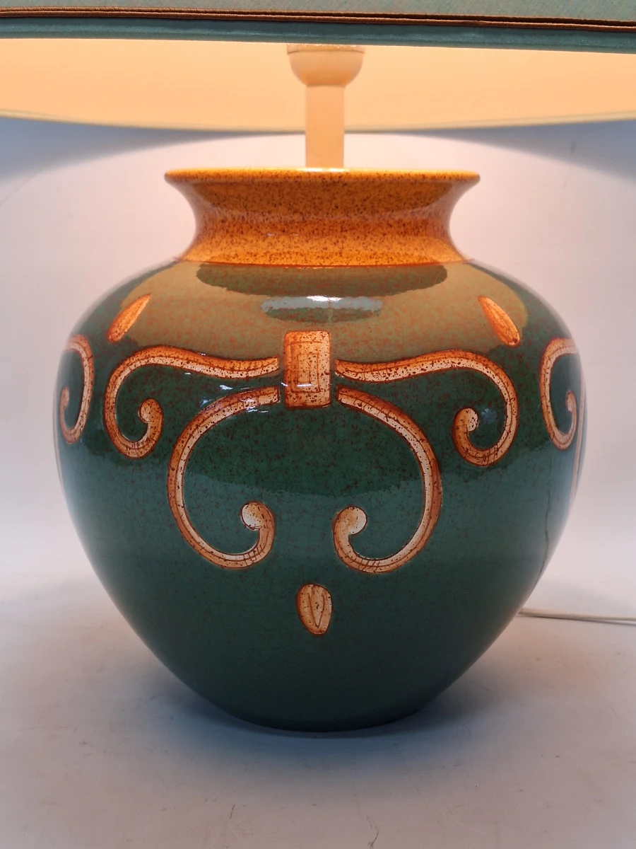 Vintage Louis Drimmer tafellamp – Franse keramiek met originele Drimmer kap