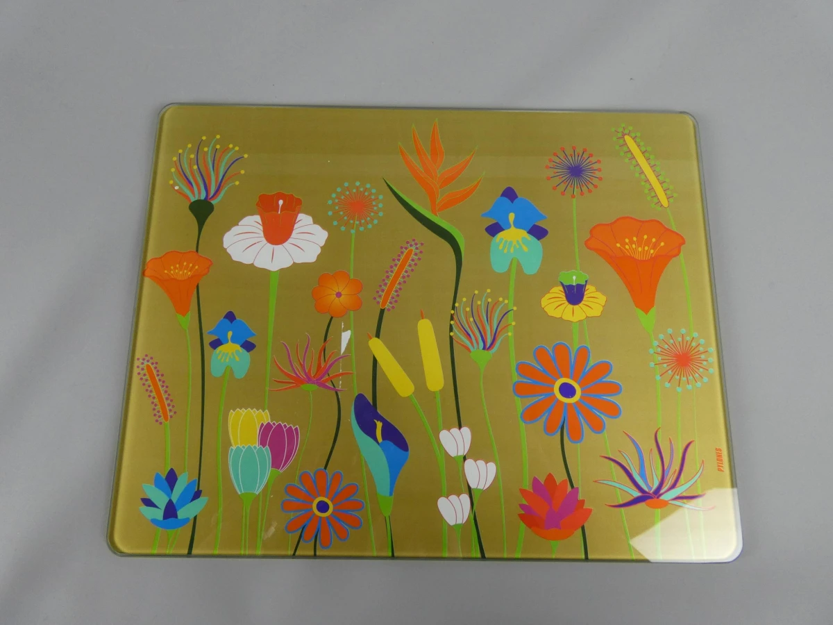 Pylones Glazen Snijplank - Bloemenpatroon Goud