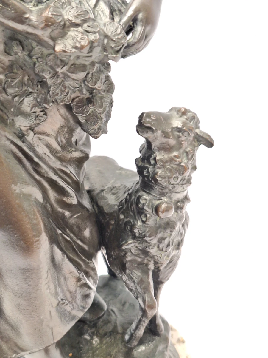 Antiek paar Franse beelden van herder en herderin - L. & F. Moreau