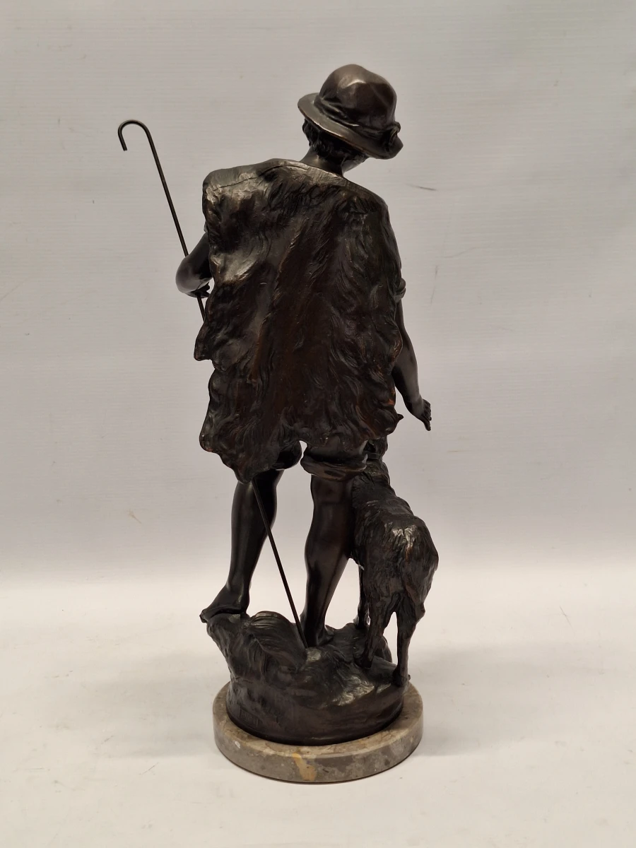 Antiek paar Franse beelden van herder en herderin - L. & F. Moreau