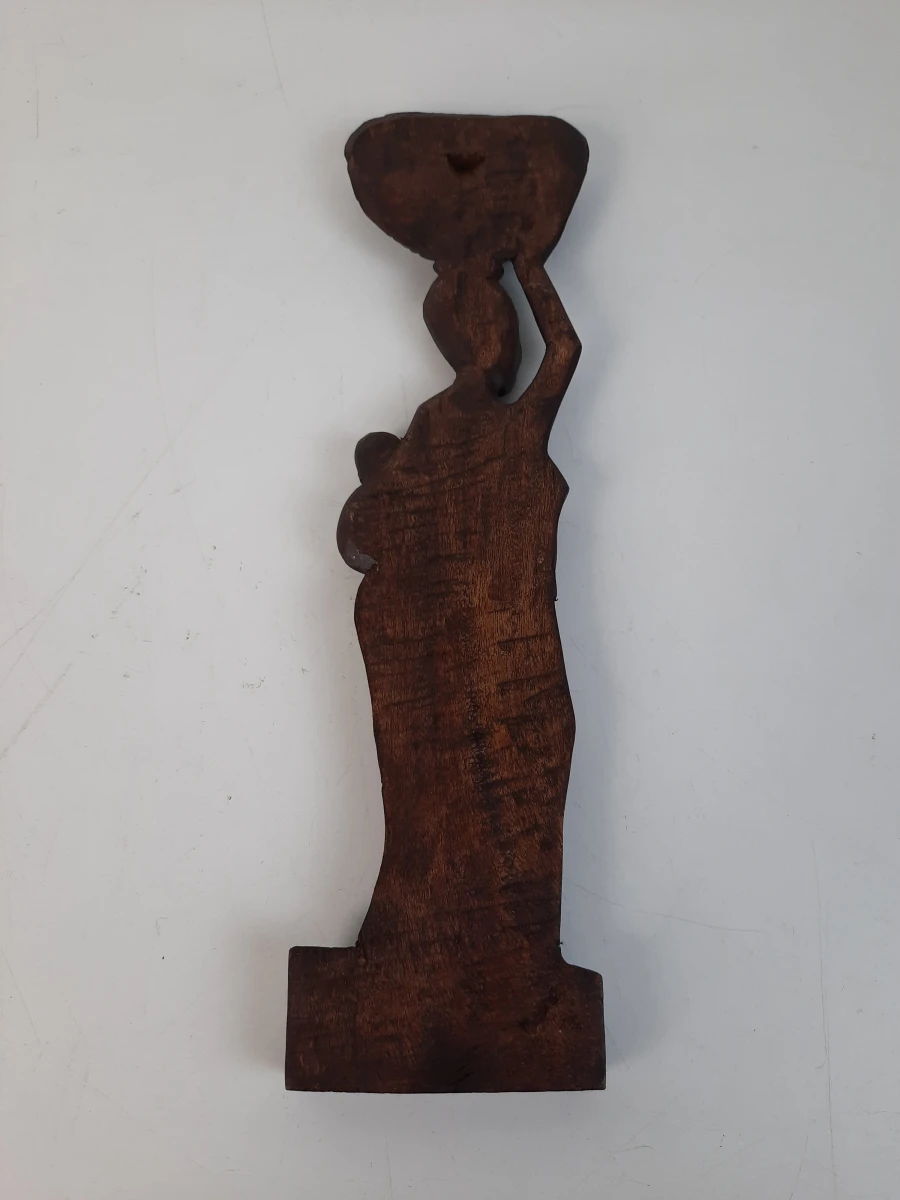 Afrikaans Houten Wandpaneel / Reliëf – Moeder met Kind en Mand (Hardhout)