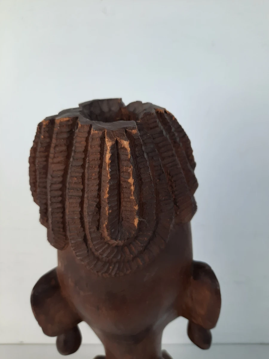 Authentieke Afrikaanse Houten Buste – Handgesneden Vrouwenbeeld (Massief Hardhout)