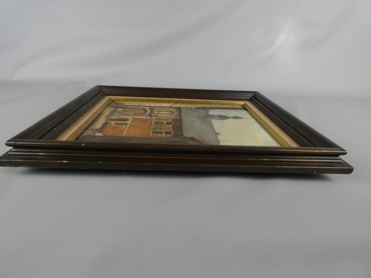Schilderij van een stadsgezicht