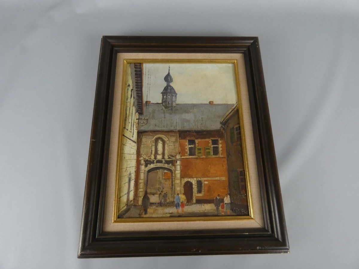 Schilderij van een stadsgezicht