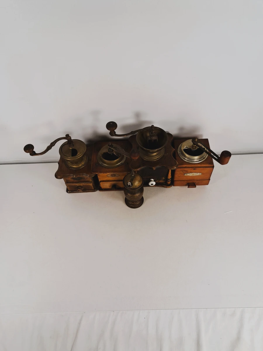 Set van 5 vintage handmolens voor koffie of kruiden