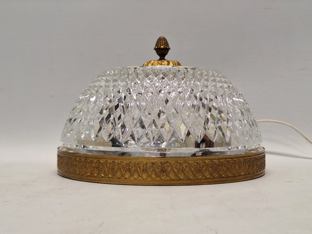 Prachtige vintage Hollywood Regency plafonnière - Kristalglas & Gepatineerd messing