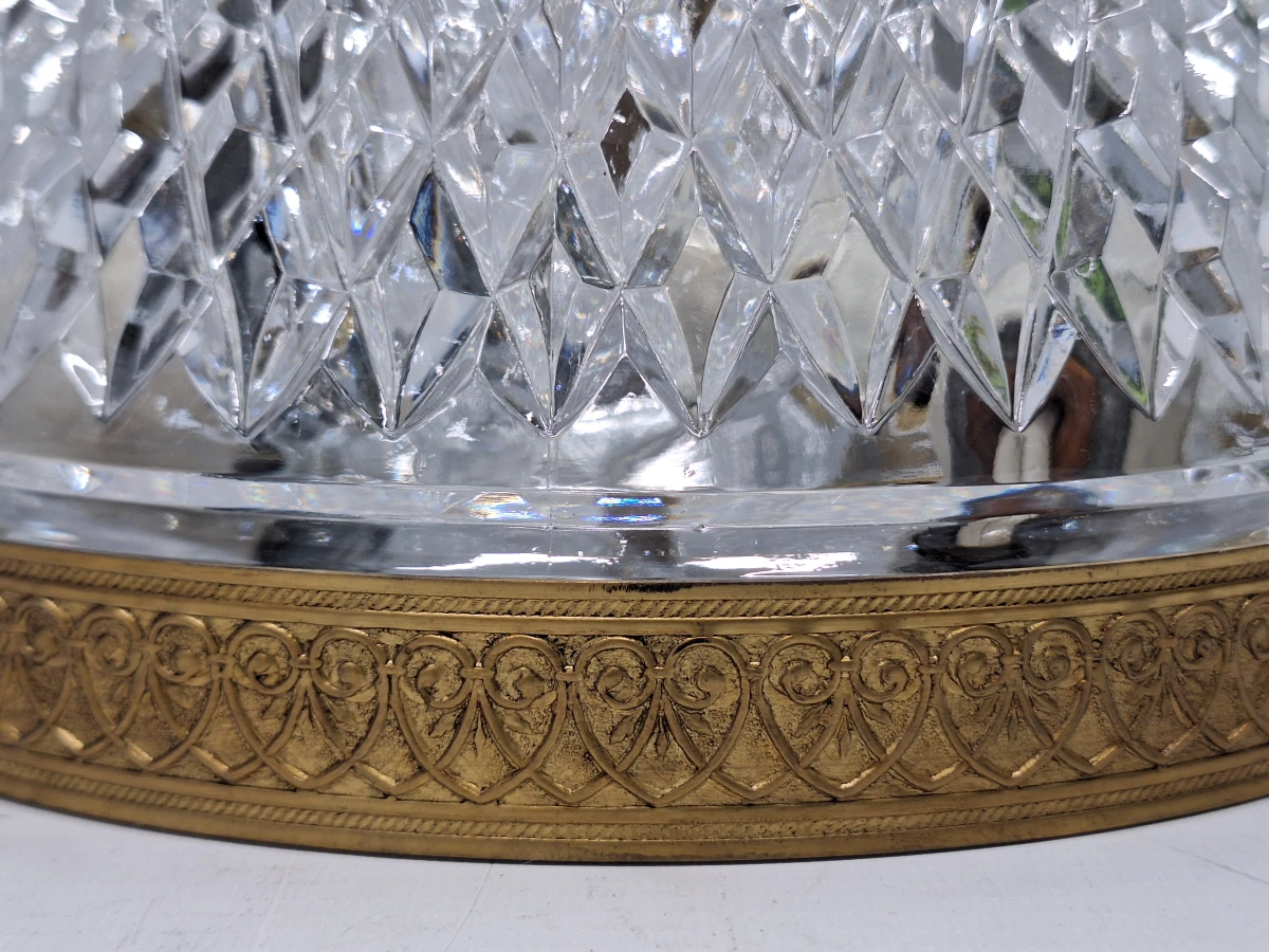 Prachtige vintage Hollywood Regency plafonnière - Kristalglas & Gepatineerd messing