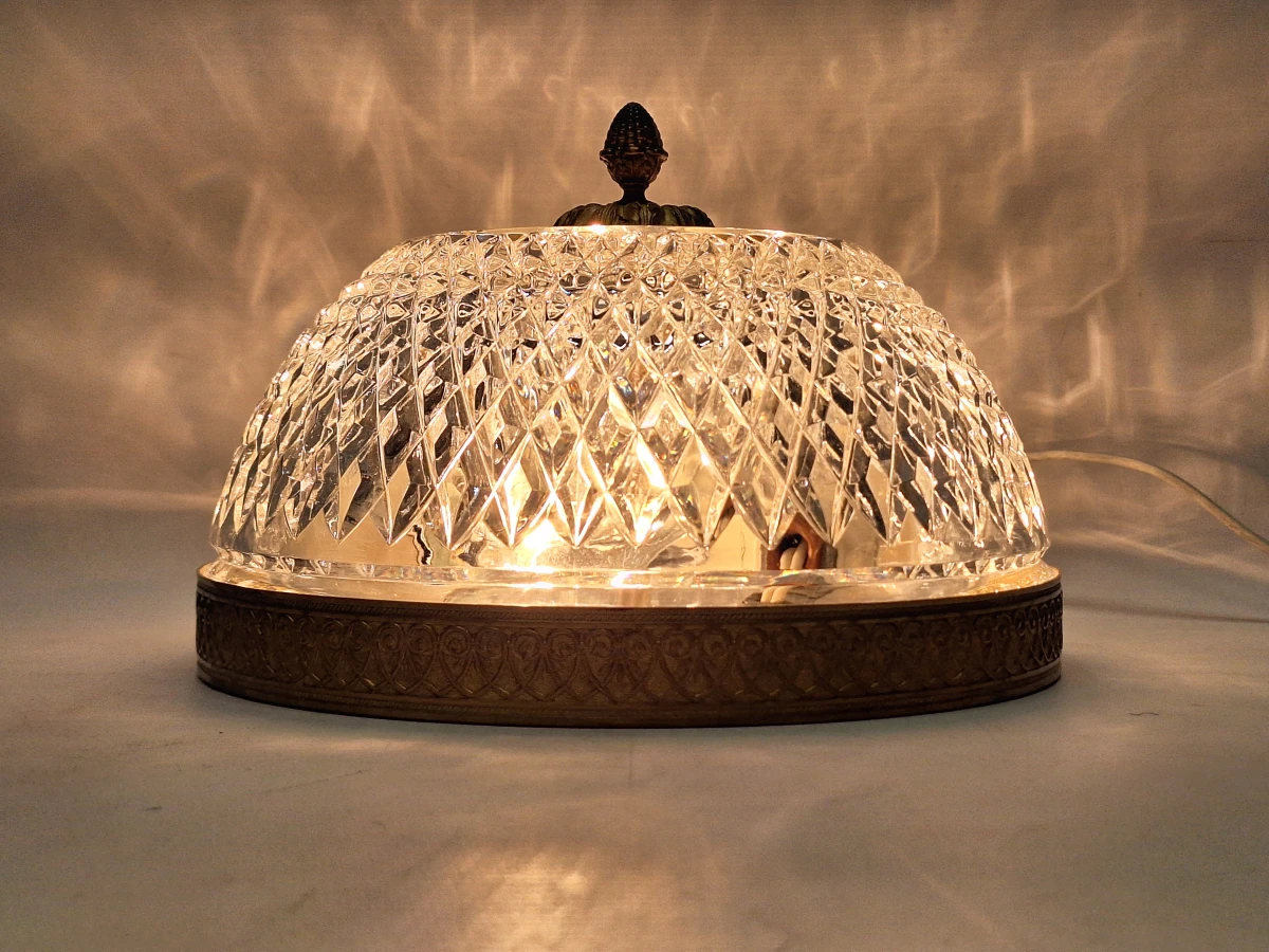 Prachtige vintage Hollywood Regency plafonnière - Kristalglas & Gepatineerd messing