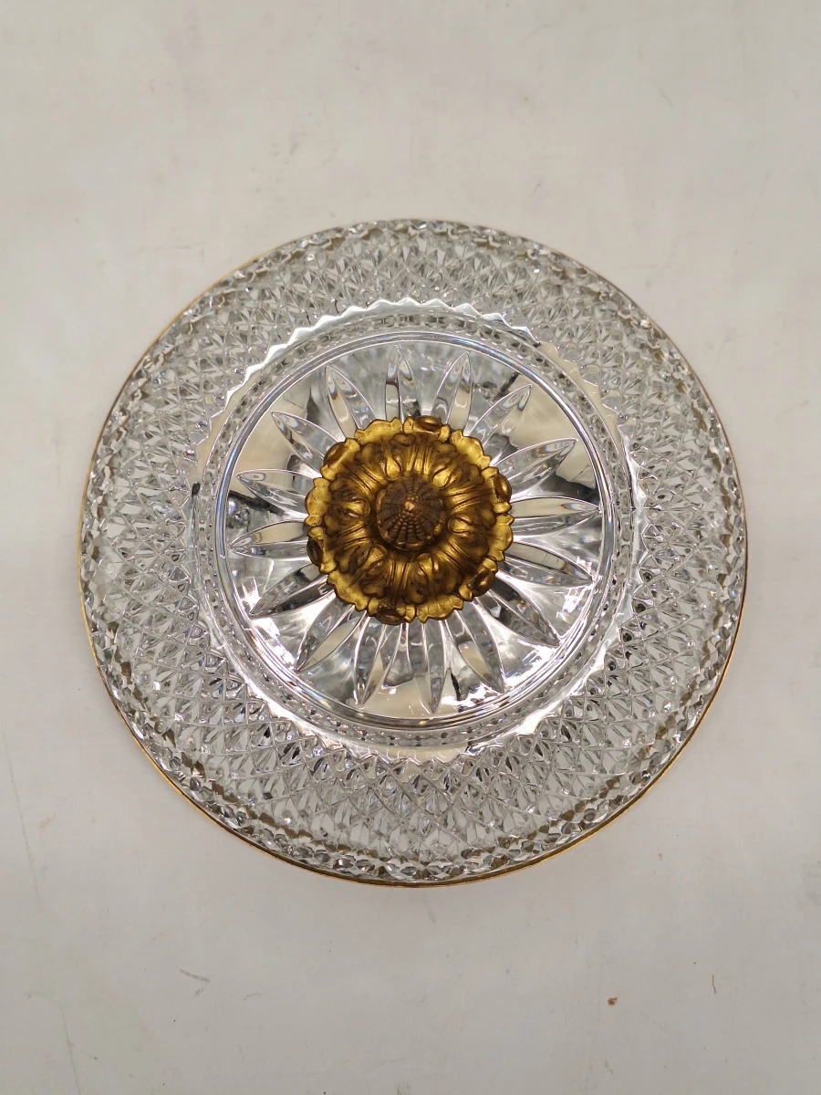 Prachtige vintage Hollywood Regency plafonnière - Kristalglas & Gepatineerd messing