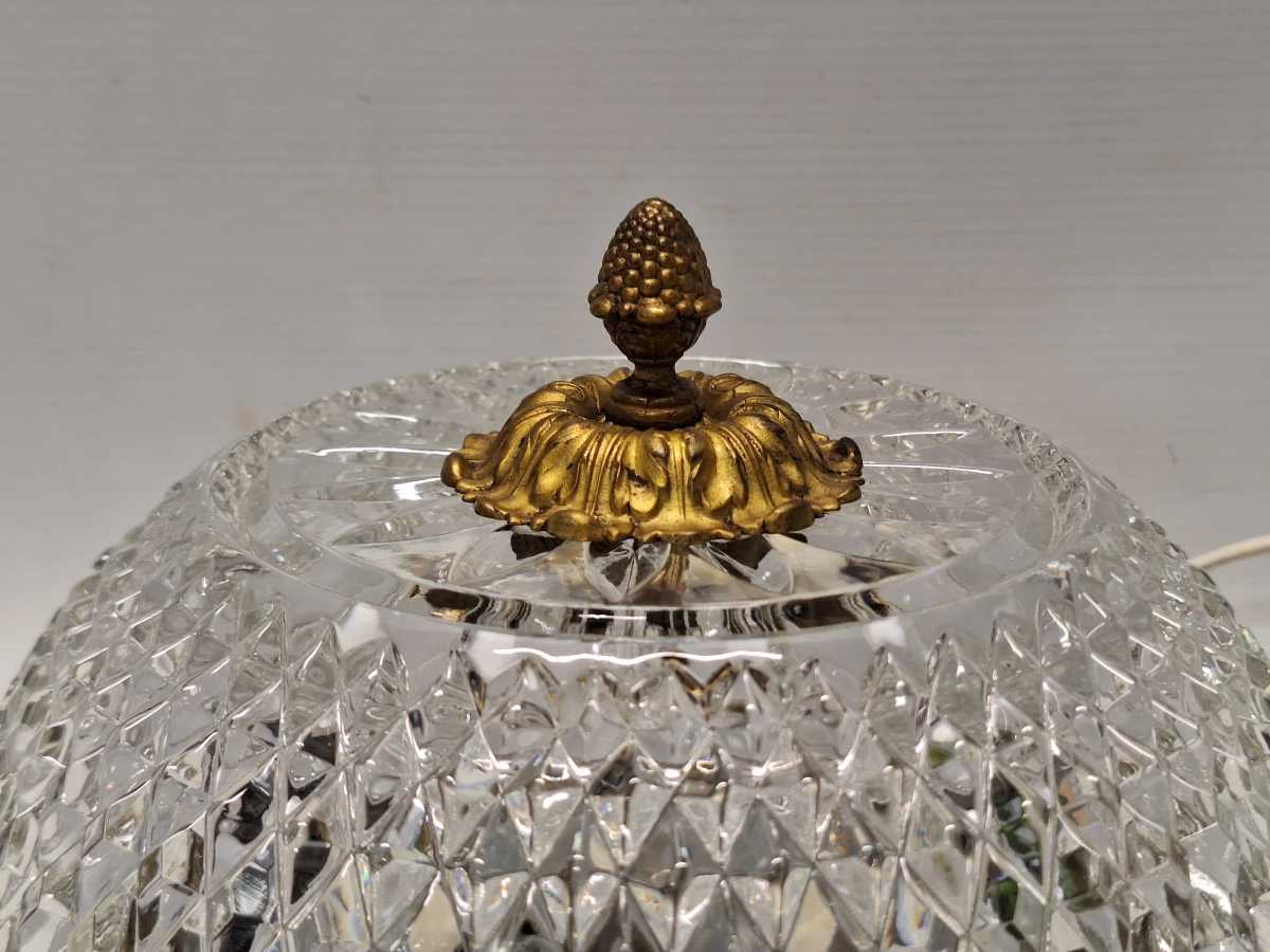 Prachtige vintage Hollywood Regency plafonnière - Kristalglas & Gepatineerd messing
