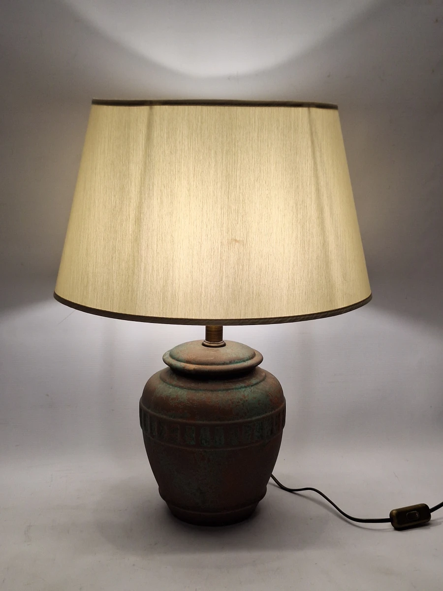 Elegante vintage keramische tafellamp met patina-afwerking