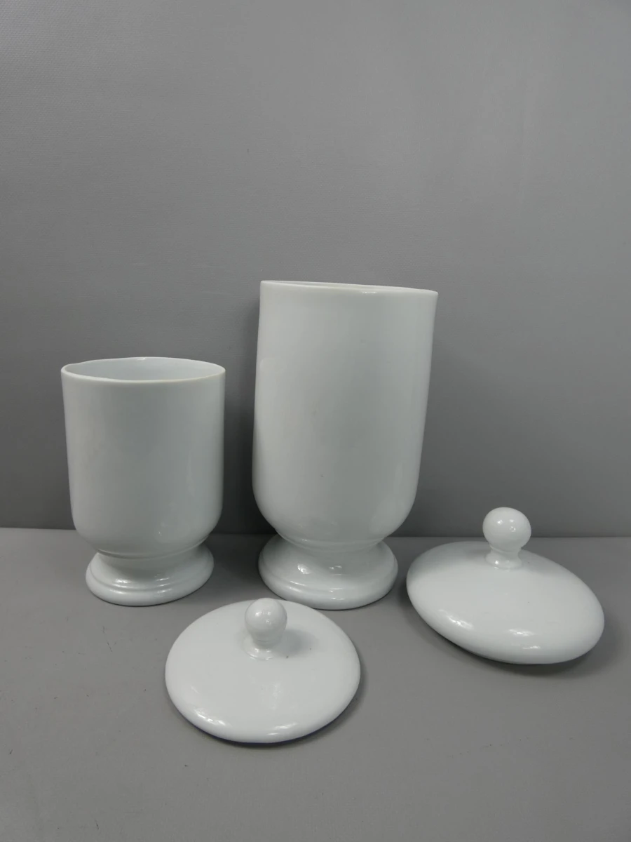 Set van 2 porseleinen apothekerspotten Centaurea Cyanus
