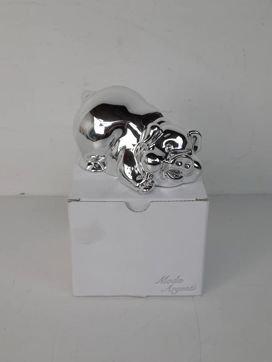 Luxe Verzilverde Spaarpot "Varkentje" – Moda Argenti (Nieuw in Doos)