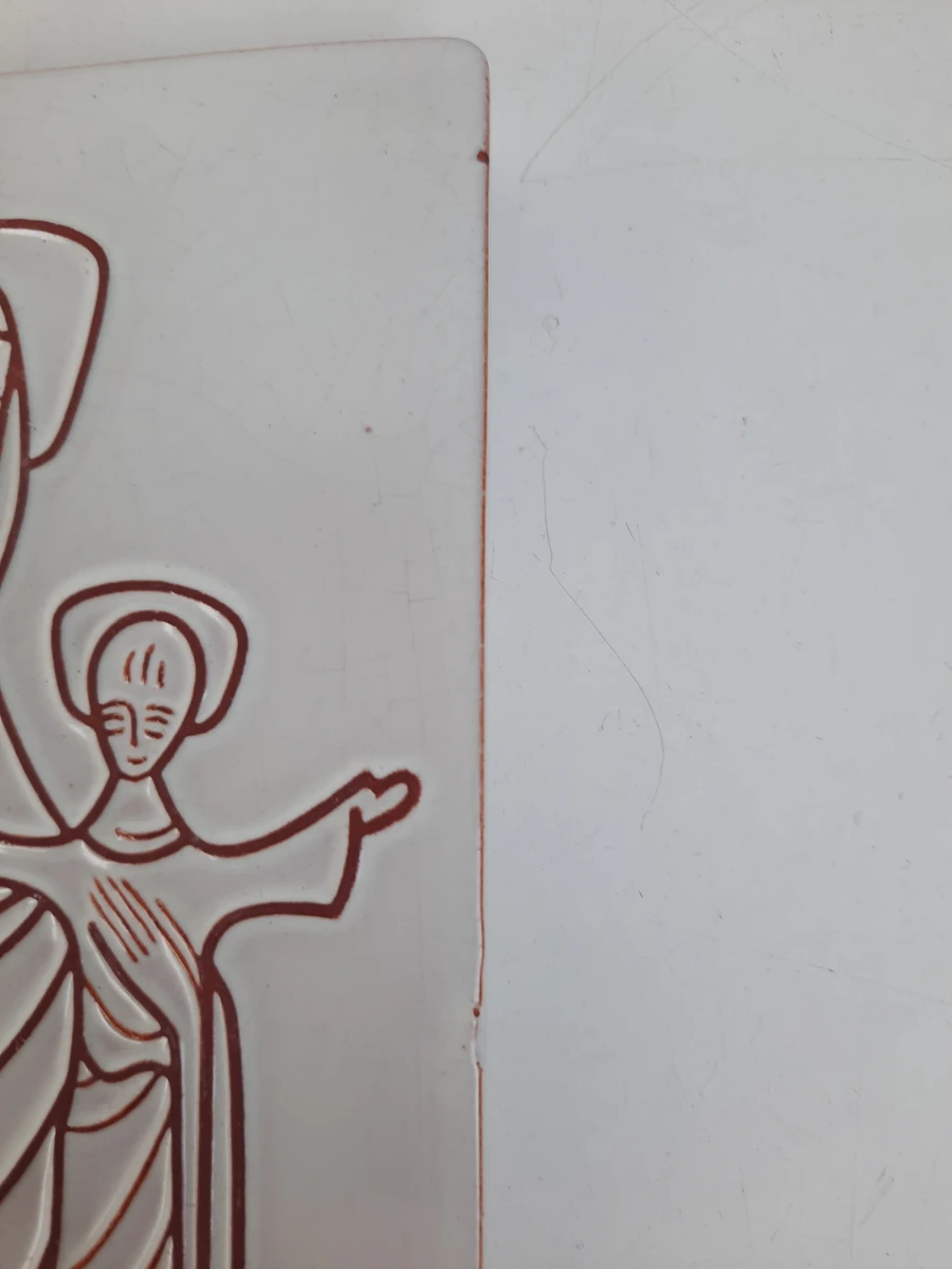 Vintage Keramische Wandtegel Madonna met Kind – Raf Bree (Belgisch Design)
