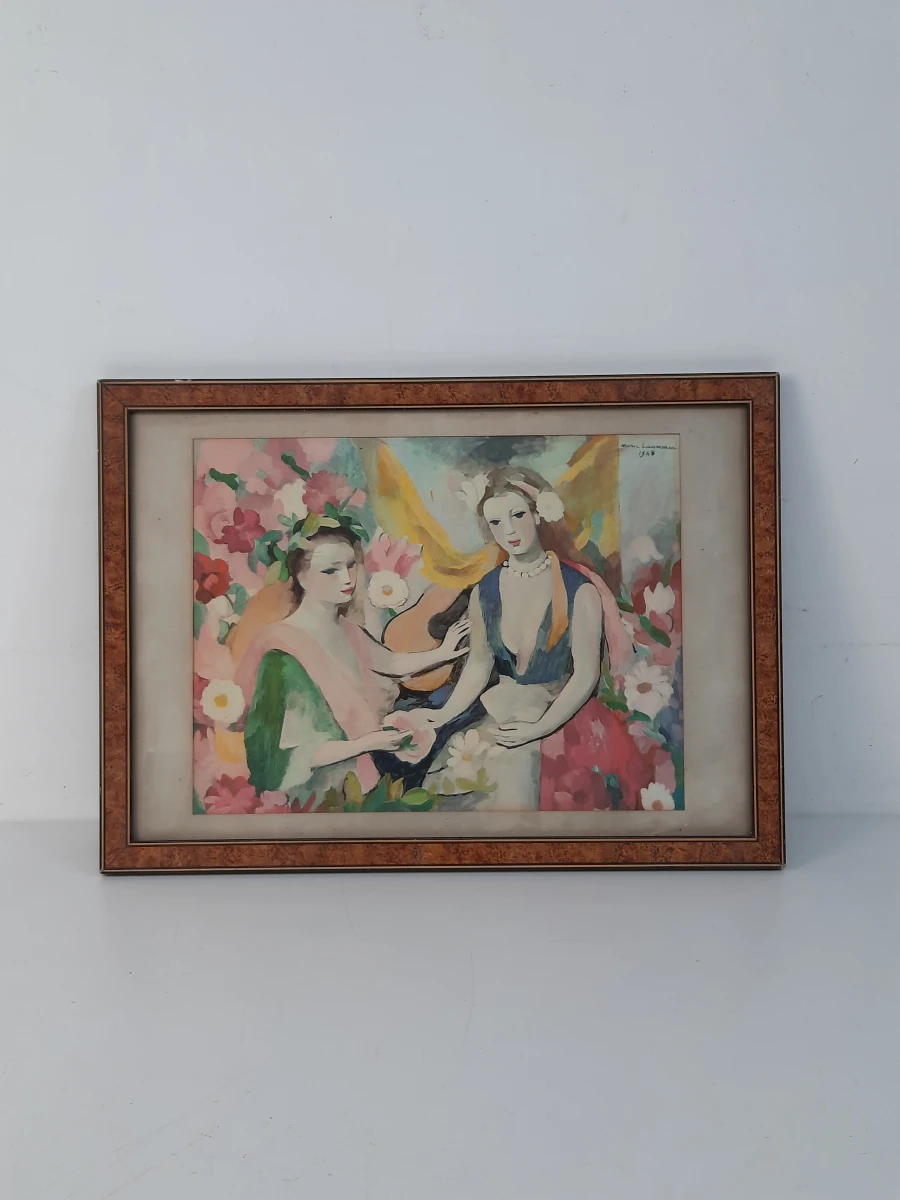 Marie Laurencin – "Two Sisters" (Twee Zussen met Gitaar, 1948) – Ingelijste Kunstdruk / Litho
