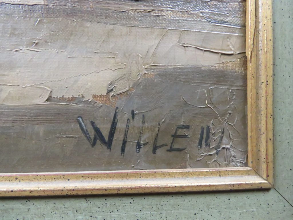 Olieverfschilderij van Stadsgezicht door Willem