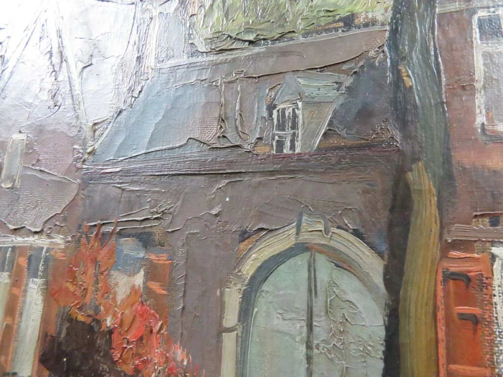 Olieverfschilderij van Stadsgezicht door Willem