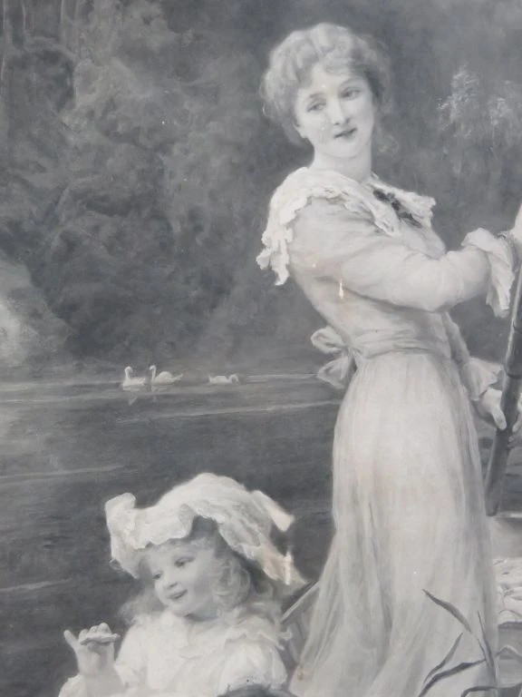 Antieke Gravure "The Home of the Swans" door Fred Morgan