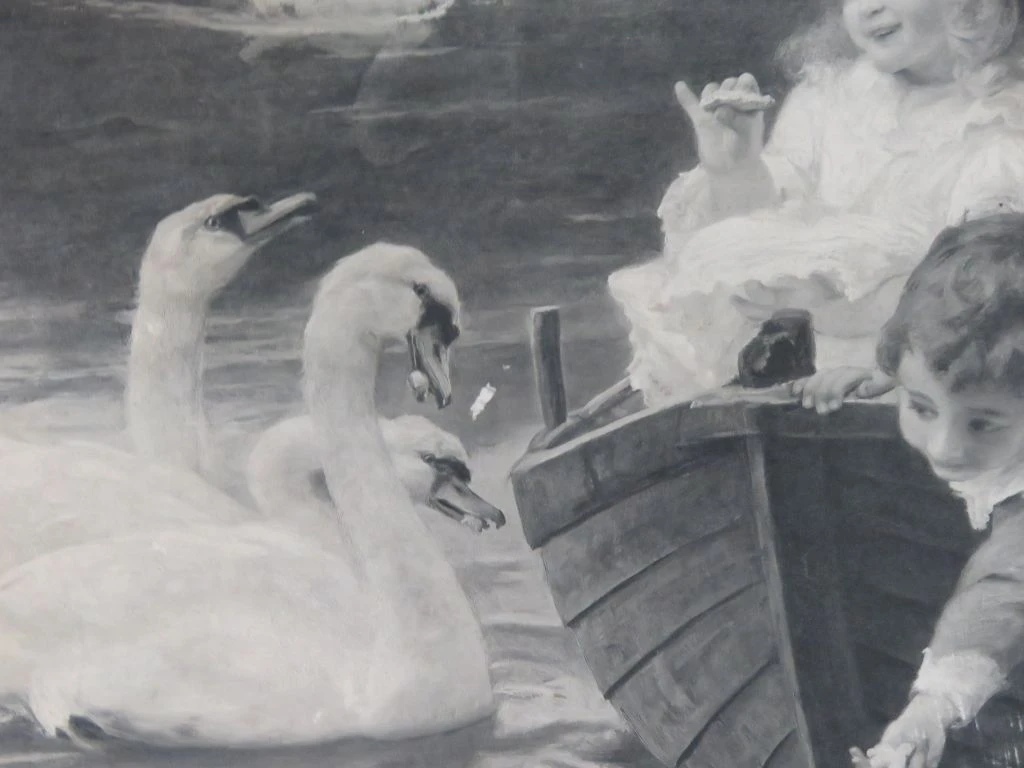 Antieke Gravure "The Home of the Swans" door Fred Morgan