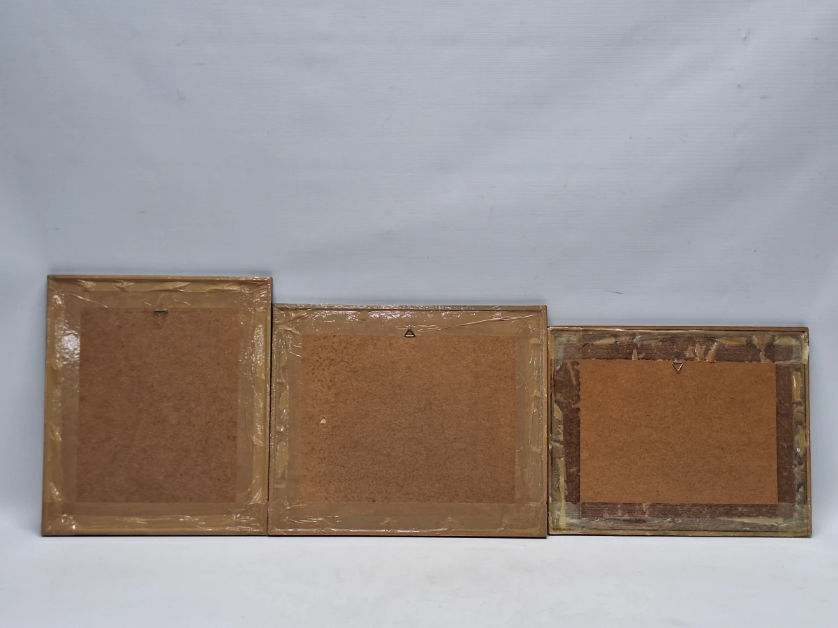 Set van 3 vintage aquarellen met boom- en boslandschappen - gesigneerd J. Verhelst - ingelijst