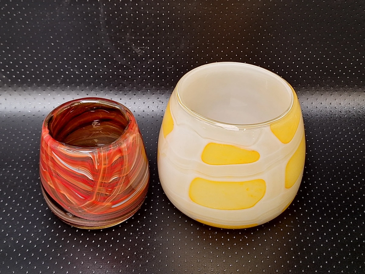 Set van twee handgeblazen glazen windlichten