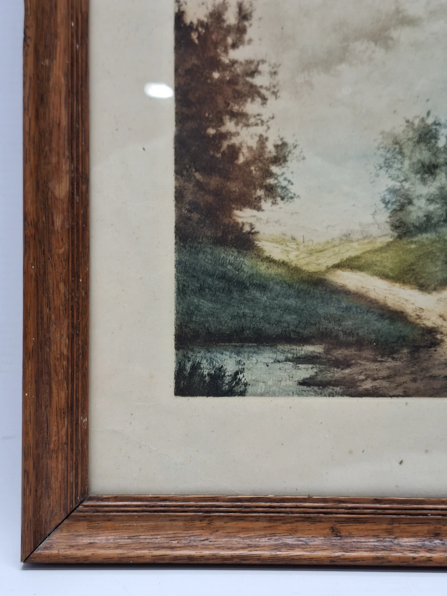 Originele handgekleurde aquatint-ets "L'Orée du Bois" - gesigneerd J. Bott