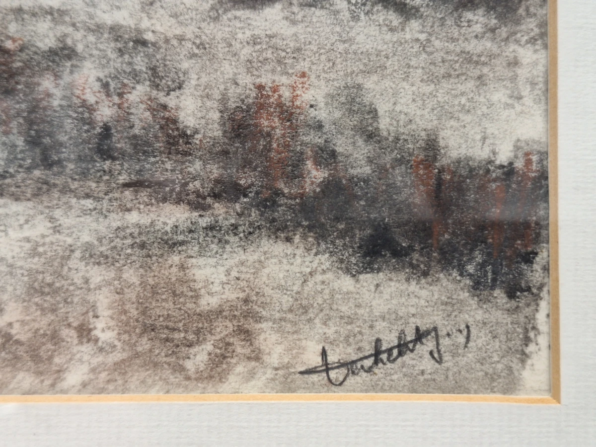 landelijke aquatint-ets met boerderij en hooimijten - J. Verhelst