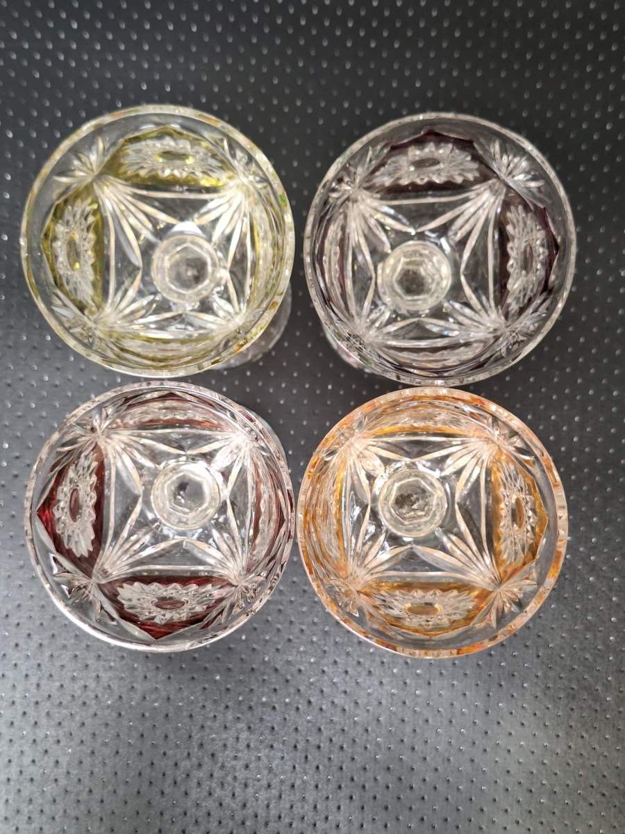 Set van 4 kristallen Römer wijnglazen cut-to-clear tweekleurig
