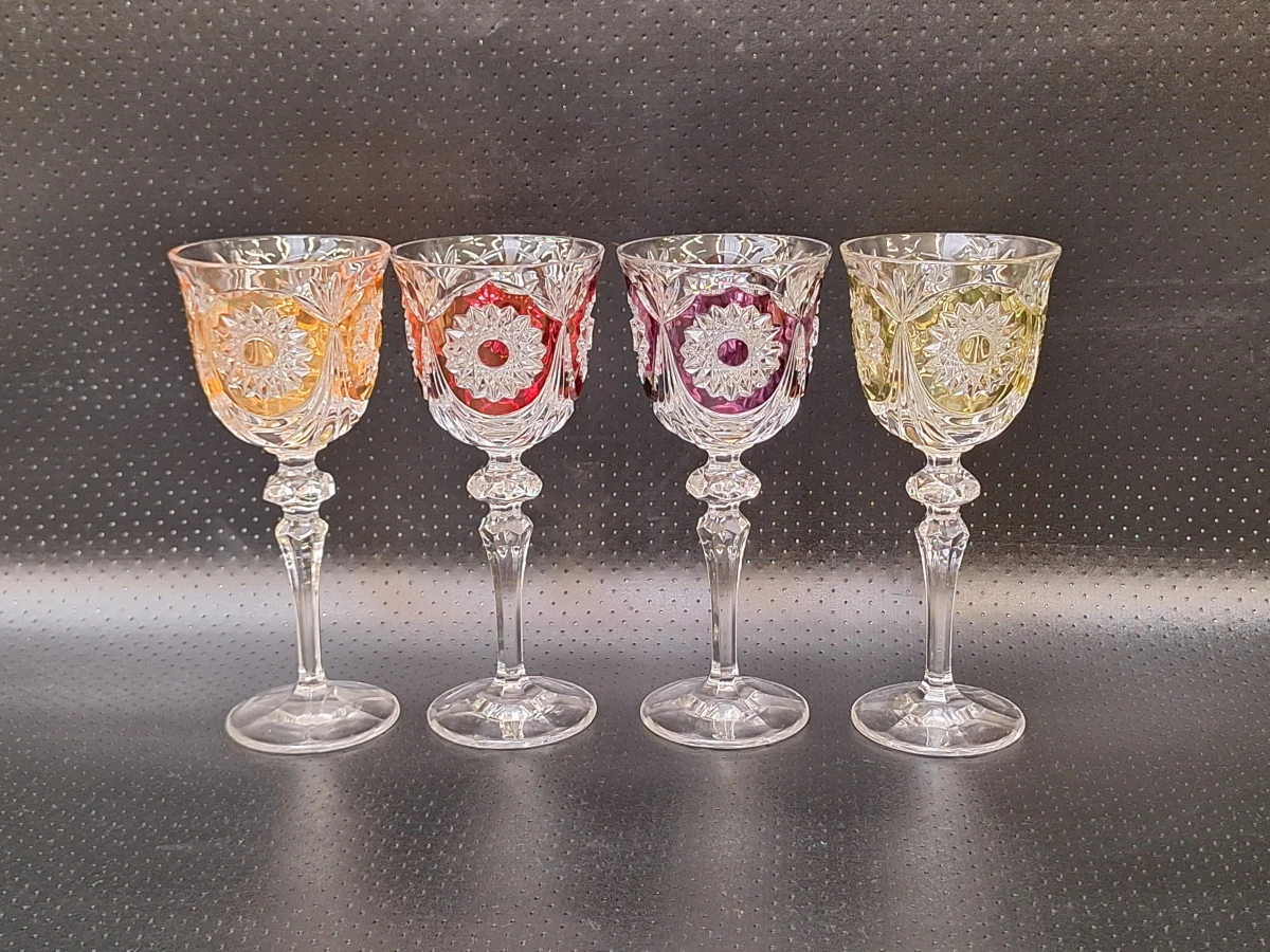 Set van 4 kristallen Römer wijnglazen cut-to-clear tweekleurig