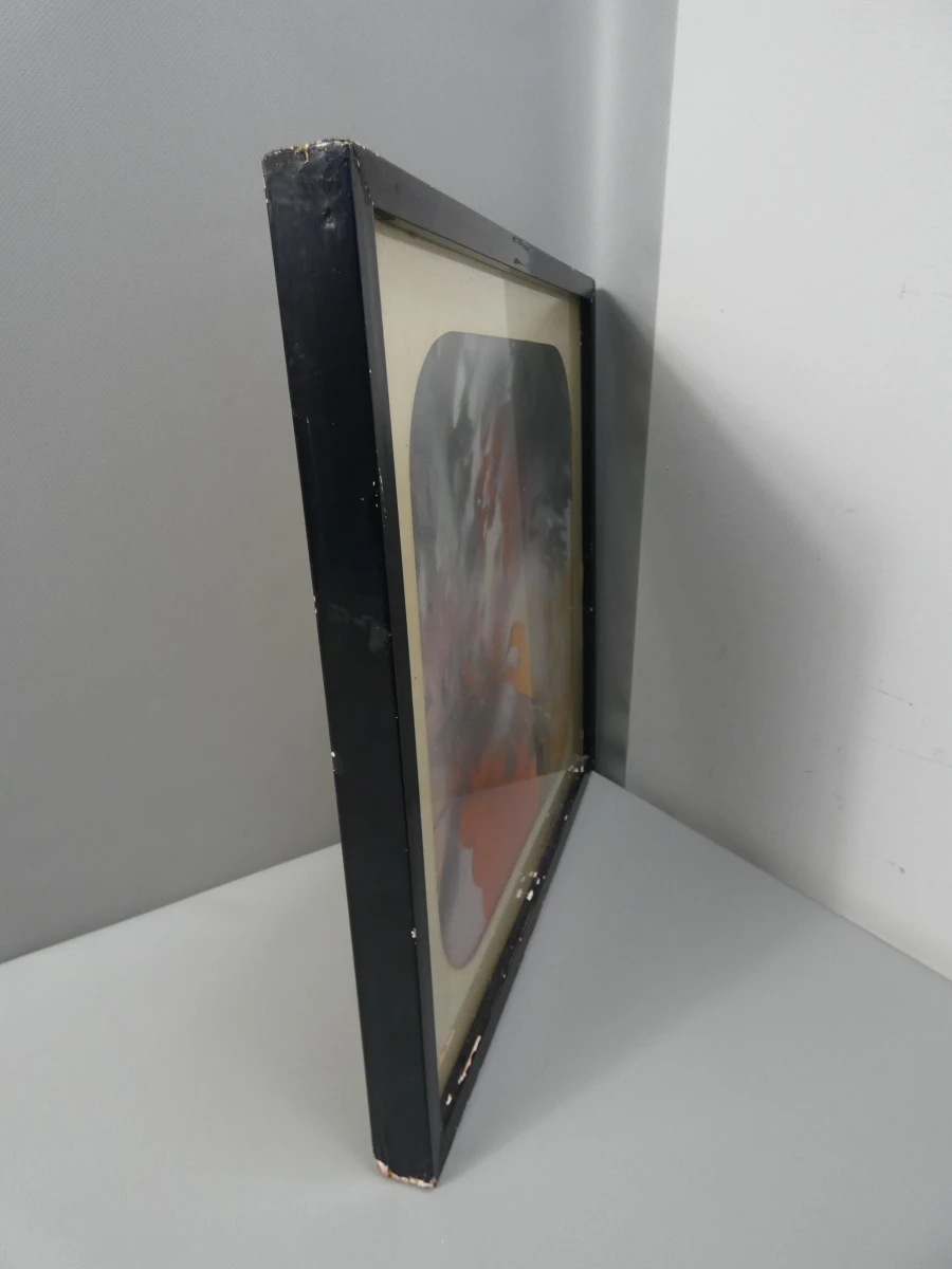 Abstract schilderij in lijst uit 1972 van Martin R. Baeyens