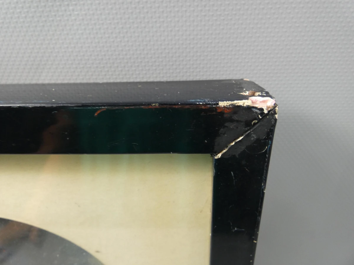 Abstract schilderij in lijst uit 1972 van Martin R. Baeyens