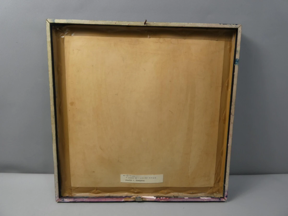 Abstract schilderij in lijst uit 1972 van Martin R. Baeyens