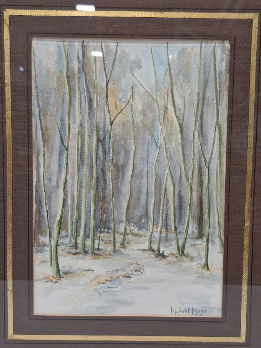 originele aquarel "Winterbos" - gesigneerd Hubert Huys