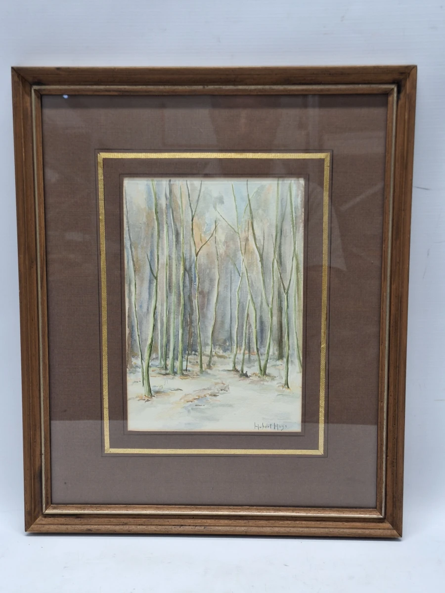 originele aquarel "Winterbos" - gesigneerd Hubert Huys