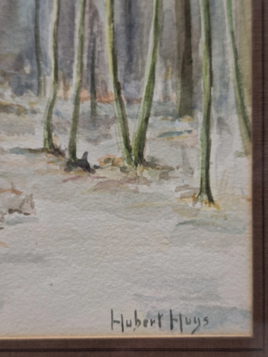 originele aquarel "Winterbos" - gesigneerd Hubert Huys