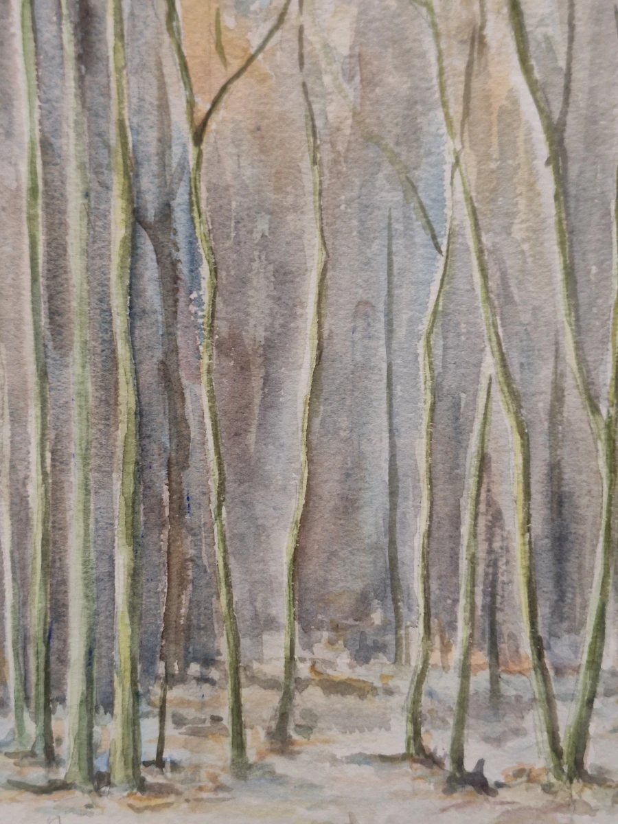 originele aquarel "Winterbos" - gesigneerd Hubert Huys