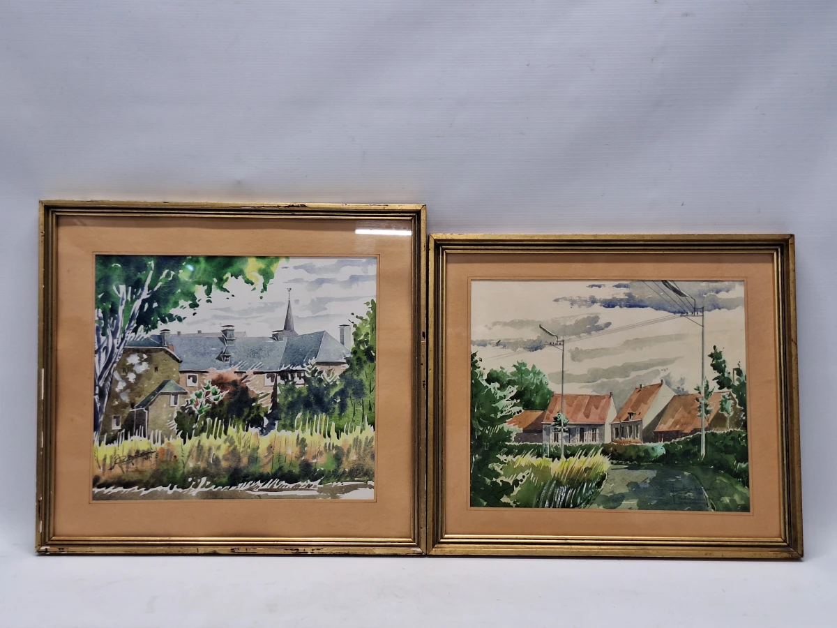 Set van 2 originele aquarellen door Architect F. Barbaix