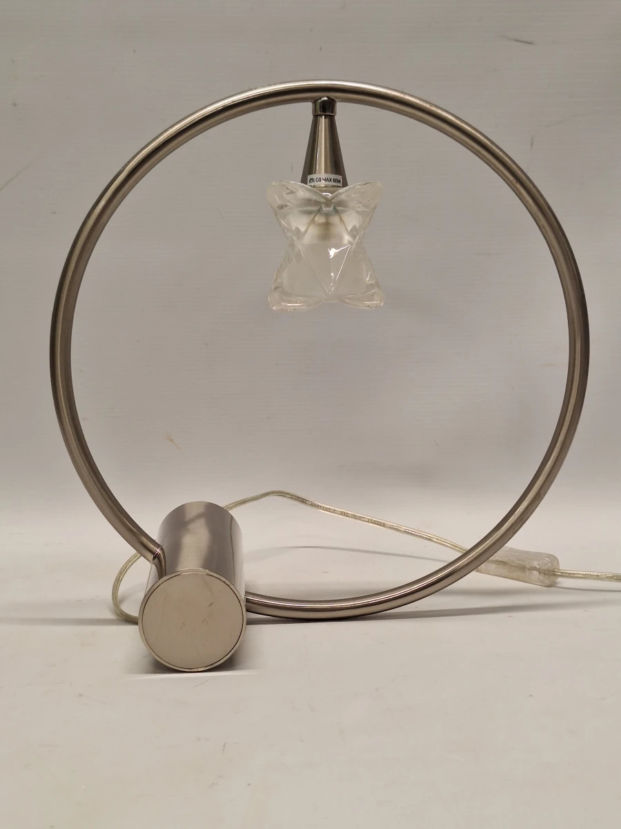 Mantra "Rosa del Desierto" design tafellamp - satijn Nikkel & Melkglas