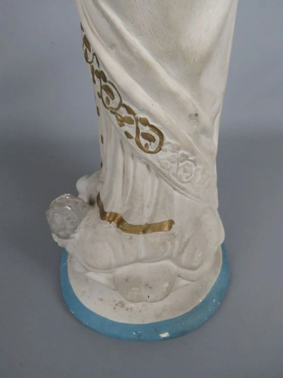Vintage Gipsen Beeld van Onze-Lieve-Vrouw met Kind