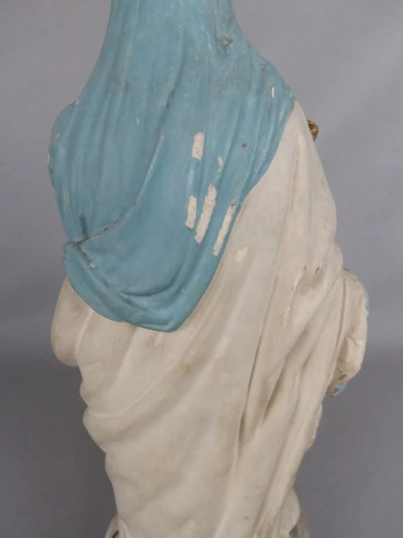 Vintage Gipsen Beeld van Onze-Lieve-Vrouw met Kind